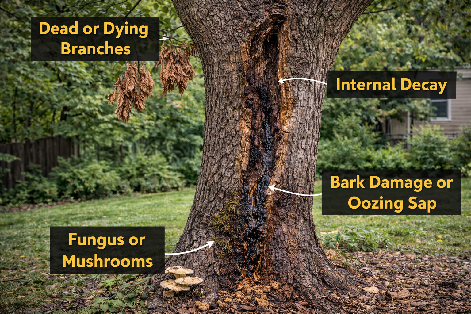 what to look for in a dying tree